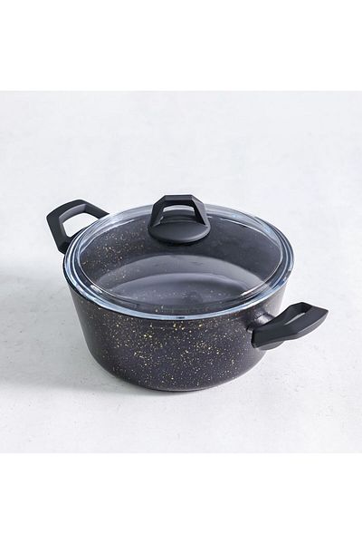 Danube Home Chef's Delight 9-Piece Cookware Set-Granite Series Black