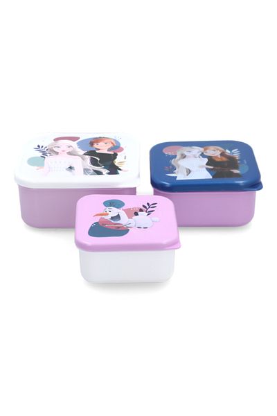 Stor 3-Piece Frozen Themed Square Shaped Plastic Nesting Snack Box Set Multicolor