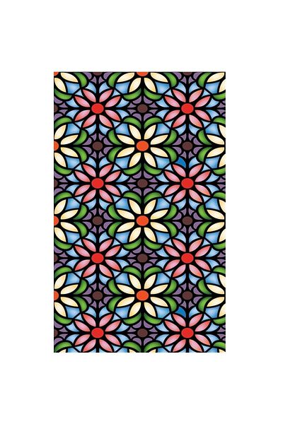 MaffStuff Solar Protection and Privacy Window Film, Stained Glass Effect, Kaleidoscope Pattern
