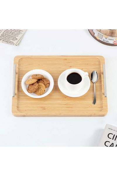 Danube Home Loretta 2-Piece Bamboo Serving Tray, M 33x 24x 1.7 Cm,L 39x 28x 1.7 Cm