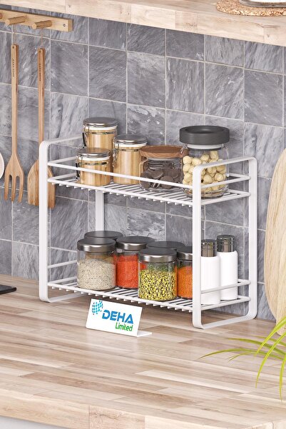DEHALİMİTED Masa Tezgah Üstü Düzenleyici Metal Organizer Raf Banyo Mutfak Rafı Baharatlık Makyaj Standı