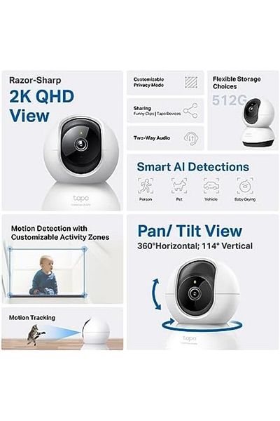 tapo TP-Link Tapo Pan/Tilt AI Home Security Wi-Fi Camera identifies people, pets, and vehicles/Abnormal S