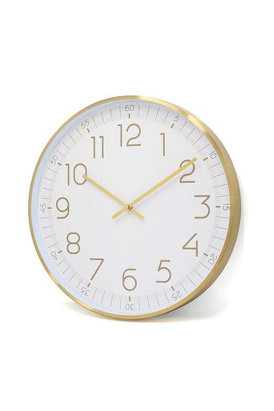Danube Home Sansa Meatl Shiny Wall Clock White 40x40x4