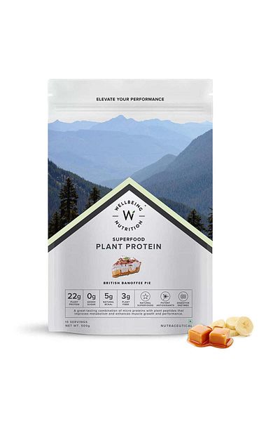 Wellbeing Nutrition Organic Vegan Plant Protein Isolate Powder British Banoffee Pie -500gm