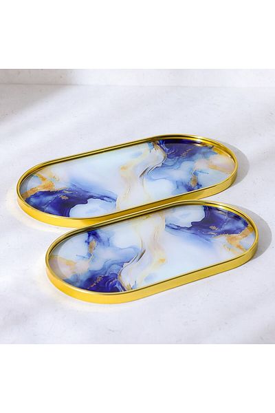 Danube Home Elizabeth 2-Piece Serving Tray-35X18X1.6CM,30X16X1.6CM