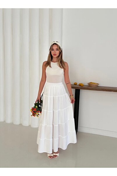 Ekim Store Yeni Sezon Müslin Kumaş Maxi Etek