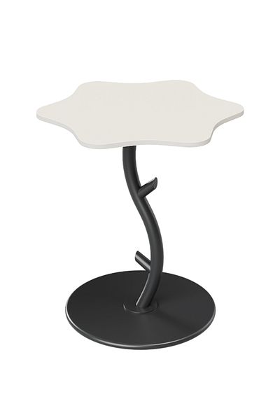 sharpdo Flower Shape Side Table, Carbon Steel Bracket Coffee Table/Tempered Glass Side Table