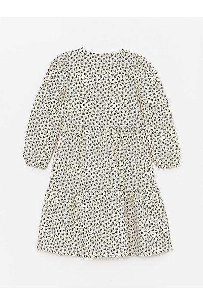 LC Waikiki Lcw Kids Ecru Crew Neck Floral Girl's Dress