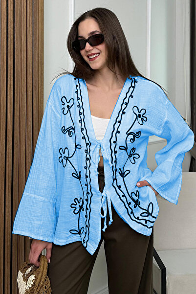 Cockatoo Муслінова сорочка-кімоно з вишивкою