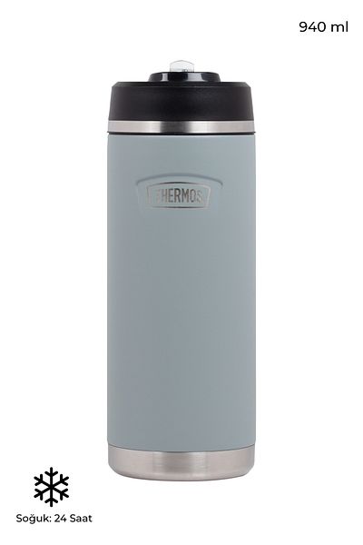 Thermos Stainless Steel Thermos with Straw 940 ml – Anti-Slip Base Compatible with Vehicle Interior