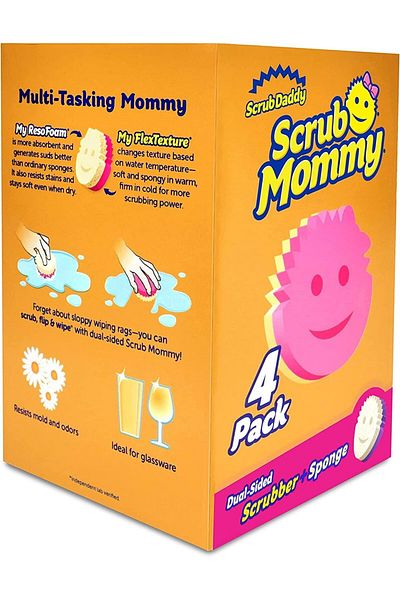 Scrub Daddy Scrub Mommy Dual Sided Scrubber + Sponge Multi-Pack Set Of 4 Pink