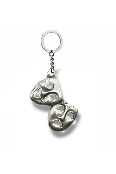 Herşey Nota Theater Masks Figured Metal Keychain – Symbol of Art and Drama