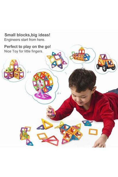 COOYA 64-Piece Magnetic Toy Set Multicolor for Making Different Shapes 3+ Years Age Group, Learning Toys