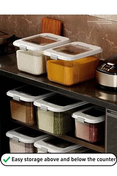 COOYA Rice Storage Box Light Blue 34x26x19.5cm, Airtight Rice Container Sealed Food Storage Container