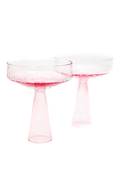 OEM Champagne Glasses Coupe, set of 2, pink color