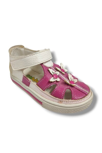 ŞİRİNGENÇ Şirinbebe 1674-20 صندل بناتي متوسط ​​الطول 3 فراشات أبيض وردي 21-25