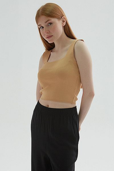 Fashion Friends Square Collar Undershirt Camel