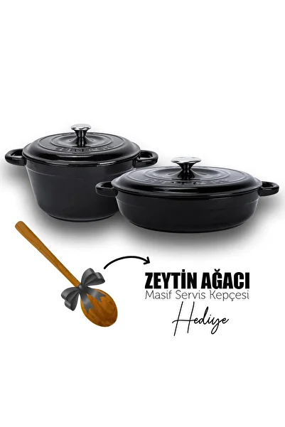 Organik Hayat Dostu Lava Casting 2X New Heritage Series Casting Iron Pot Pan Set