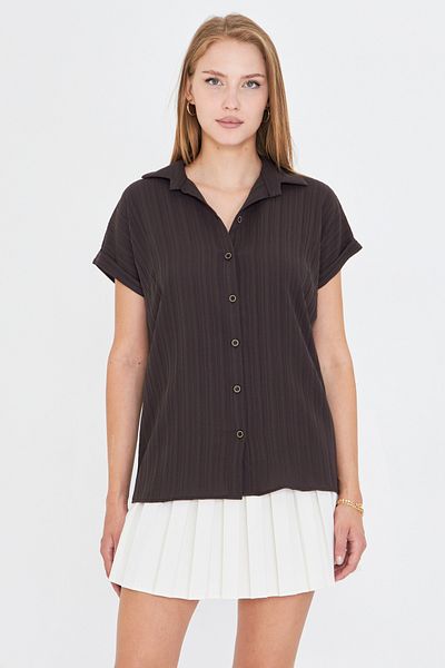 armonika Women's Anthracite Short Sleeve Shirt Arm-19Y001088