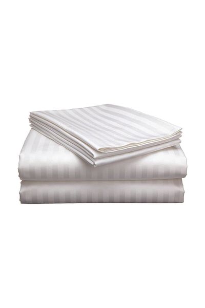 Desket Double Size Bedsheet Set – White Plain and Striped – Soft Microfiber with Pillowcases