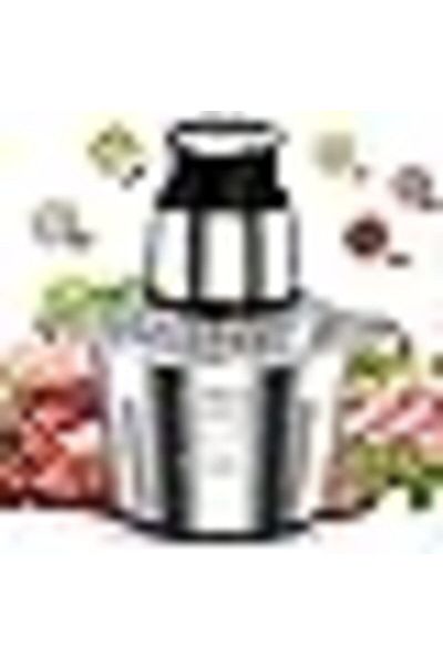 COOYA 2L Electric Stainless Steel Food Processor，4 Sharp Blades,Blender Food Chopper for Meat, Fruit，Nuts