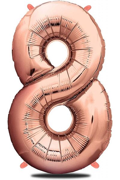 Maxee birthday balloon, number 8, pink, 80 cm