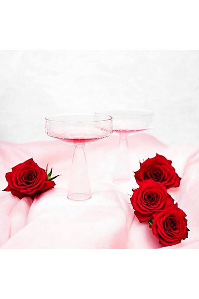 OEM Champagne Glasses Coupe, set of 2, pink color