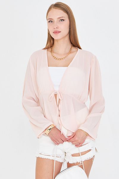 armonika Cardigan kimono din șifon pentru femei, cu șireturi în față, Arm-25y001072