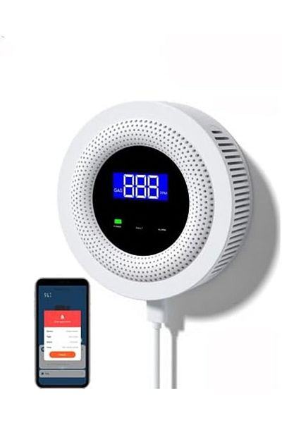 Generic جهاز كشف تسرب الغاز الطبيعي Tuya WiFi من UanTii مزود بمستشعر تسرب غاز البترول المسال مع إنذار صوتي وجهاز تحكم عن بعد بتردد 433 ميجاهرتز