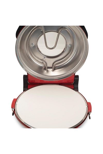 Hausberg Speciální XL pec na pizzu HB-675RS s kamennou pečící plochou, 405 °C, červená