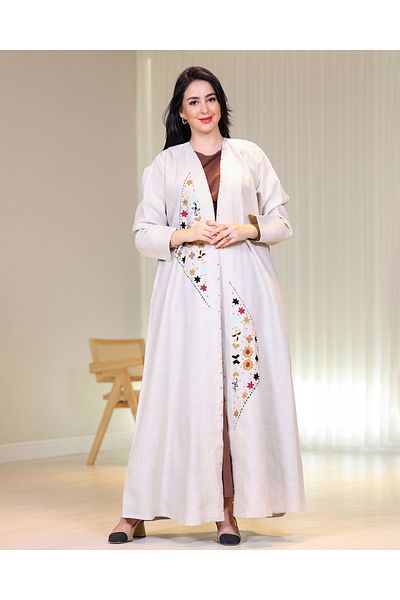 Elegant Indian natural linen abaya