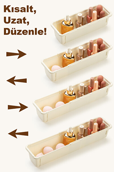 Meleni Home Επεκτάσιμος οργανωτής μακιγιάζ 7 τεμαχίων - Ρυθμιζόμενος αρθρωτός οργανωτής αξεσουάρ κοσμημάτων σε συρτάρι