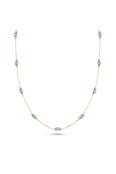 Koçak 14 Ayar Mavi Renkli Taşlı Altın Kolye