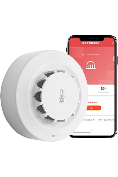 UanTii جهاز إنذار الدخان Tuya WiFi مع كشف درجة الحرارة والرطوبة 3 في 1 مستشعر ذكي لرجال الإطفاء