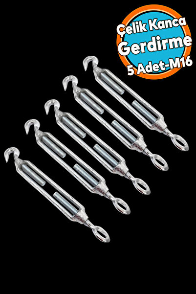 NZB (5 Adet) Çelik Kanca Yük Halat Gerdirme Germe Gergi Galvanizli Paslanmaz M16 Yüksek Dirençli Aparatı