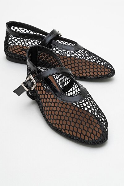 Lizy Shoes Balerini de damă casual cu detalii din plasă neagră