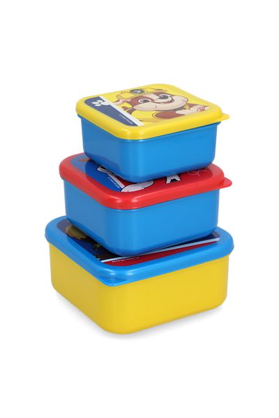 Stor 3-Piece Paw Patrol Pup Power Themed Square Shaped Plastic Nesting Snack Box Set Multicolor