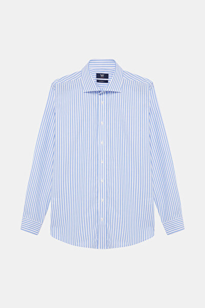 W Collection BEYAZ UZUN KOLLU ÇİZGİLİ GÖMLEK