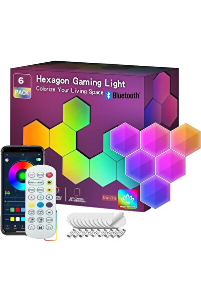 UanTii Bluetooth Smart Hexagonal Lamp, RGBIC LED Panel Light Smart Night Ligh...