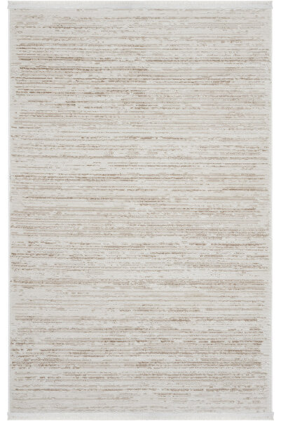 Cool Halı Nevada 2501 Krem Vizon Halı Modern Çizgili Yumuşak Makine Halısı Kolay Temizlenir Yatak Odası Halısı