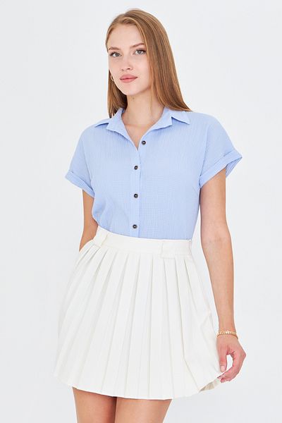 armonika Women's Baby Blue Short Sleeve Shirt Arm-19Y001088