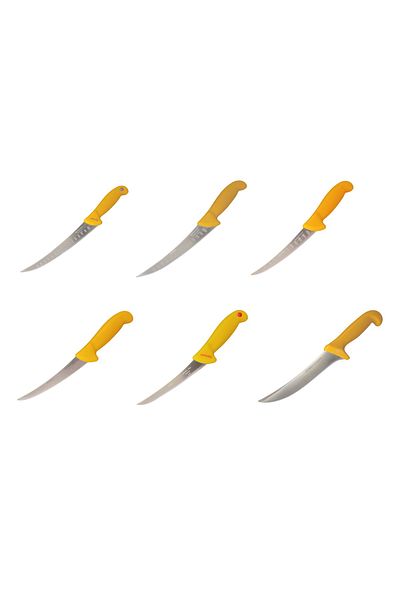 SDX Market Set of 6 butcher knives of different sizes with non-slip handle Yellow, Sdx Marketï¿½