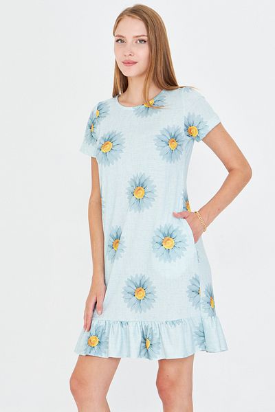armonika Women Mint Short Sleeve Ruffle Bottom Dress Arm-25Y001066