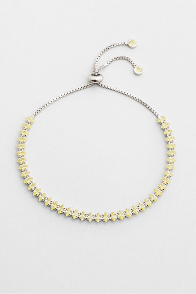 So CHIC... Sarı Aura 18 Ayar Beyaz Altın Kaplama Ayarlanabilir Gümüş Bileklik