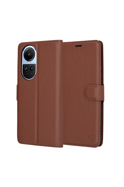 SKYDDAR INNOVATION Husă pentru Oppo Reno10 / Reno10 Pro, piele tip folio, portofel interior, set de autocolante, maro