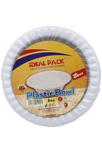 Ideal Pack 6 oz Plastic Bowls | Small Serving Bowls for Desserts, Snacks, Dips & Meal Prep | Durable & Food-Gra
