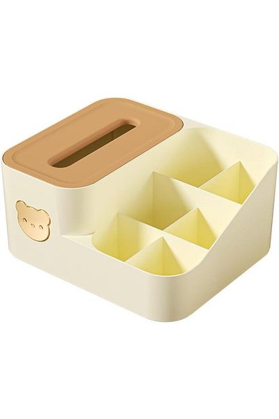 LIVVY Multifunctional Tissue Box with Remote Control Holder – Nightstand & Car Organizer, Modern Plastic