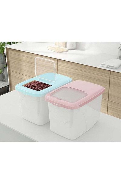 COOYA Rice Storage Box,Household Cereal Storage,Sealed Design,Food Storage Box,BPA Free(Blue 10kg)