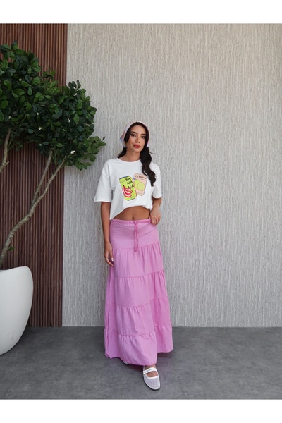 ESRAHELVACI Müslin Katlı Uzun Etek