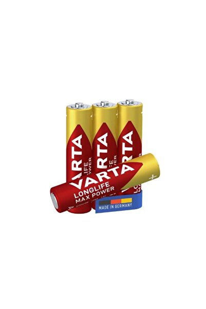 Varta Longlife Max Power AAA Alkalin İnce Kalem Pil, LR03, 1,5V, 4'lü Paket